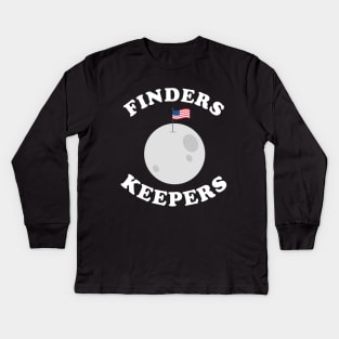 Finders Keepers Funny Moon Flag Kids Long Sleeve T-Shirt